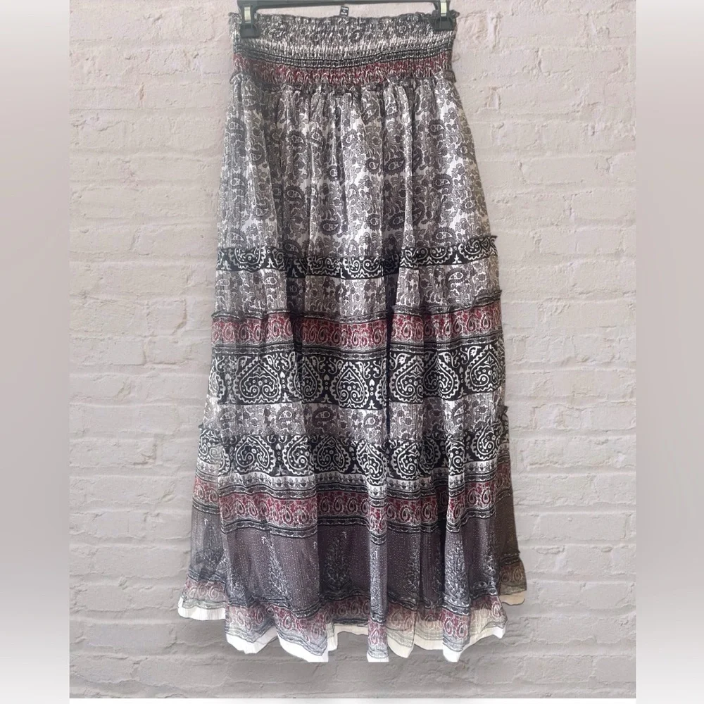 Chaudry KC Maxi Skirt Womens X-Small Lined Lightweight Pull On Smocked Waist NWT - Picture 5 of 7